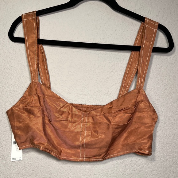 NWT ANTHROPOLOGIE | Seamed Corset Women’s Mango Red Orange - Picture 5 of 13